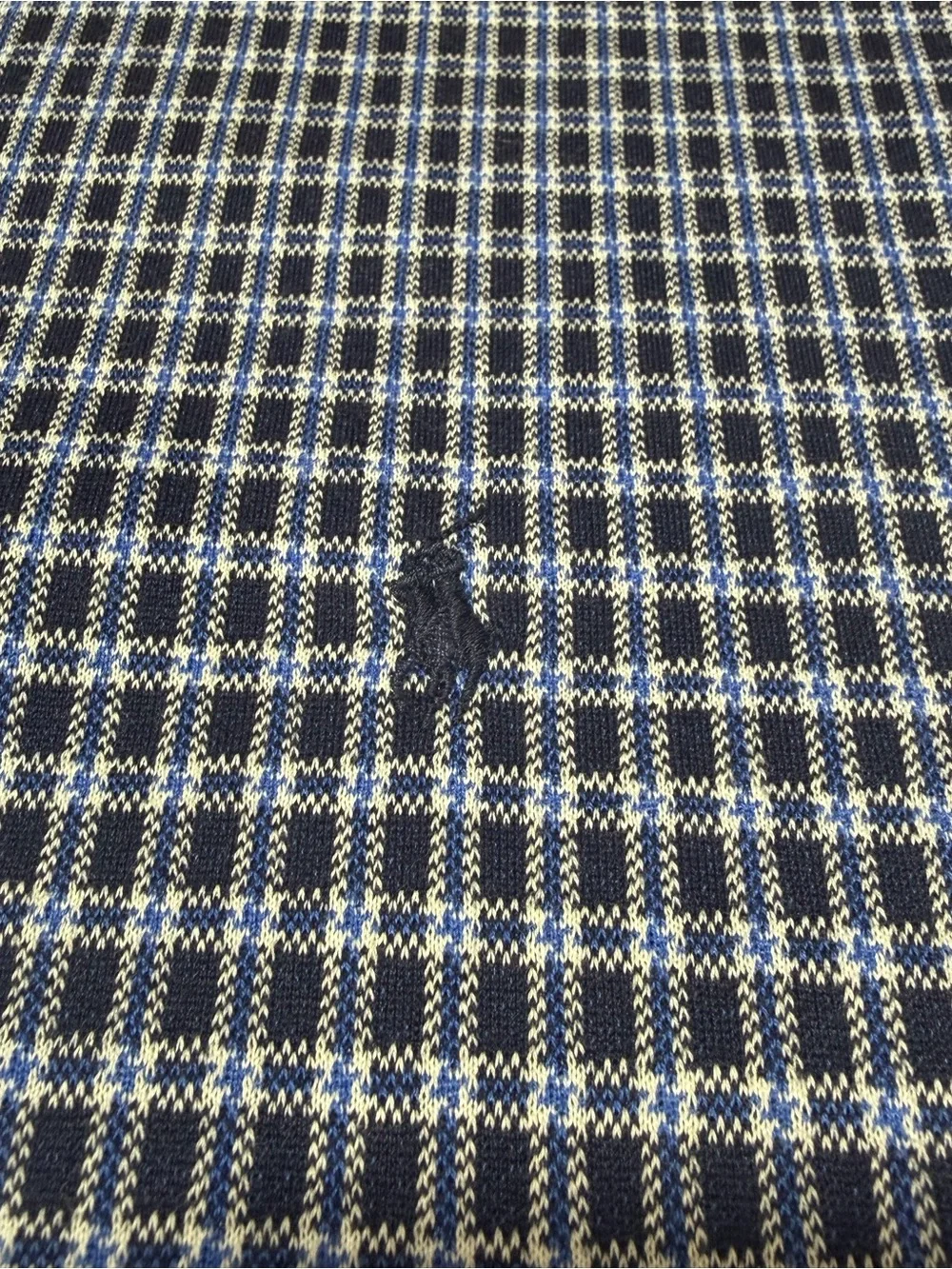 Vintage 90s Polo Ralph Lauren Made In USA Navy White Tartan Plaid Polo Mens XL